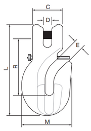 WIRECO GRADE 100 G100 CLEVIS GRAB HOOK WITH SAFETY PIN